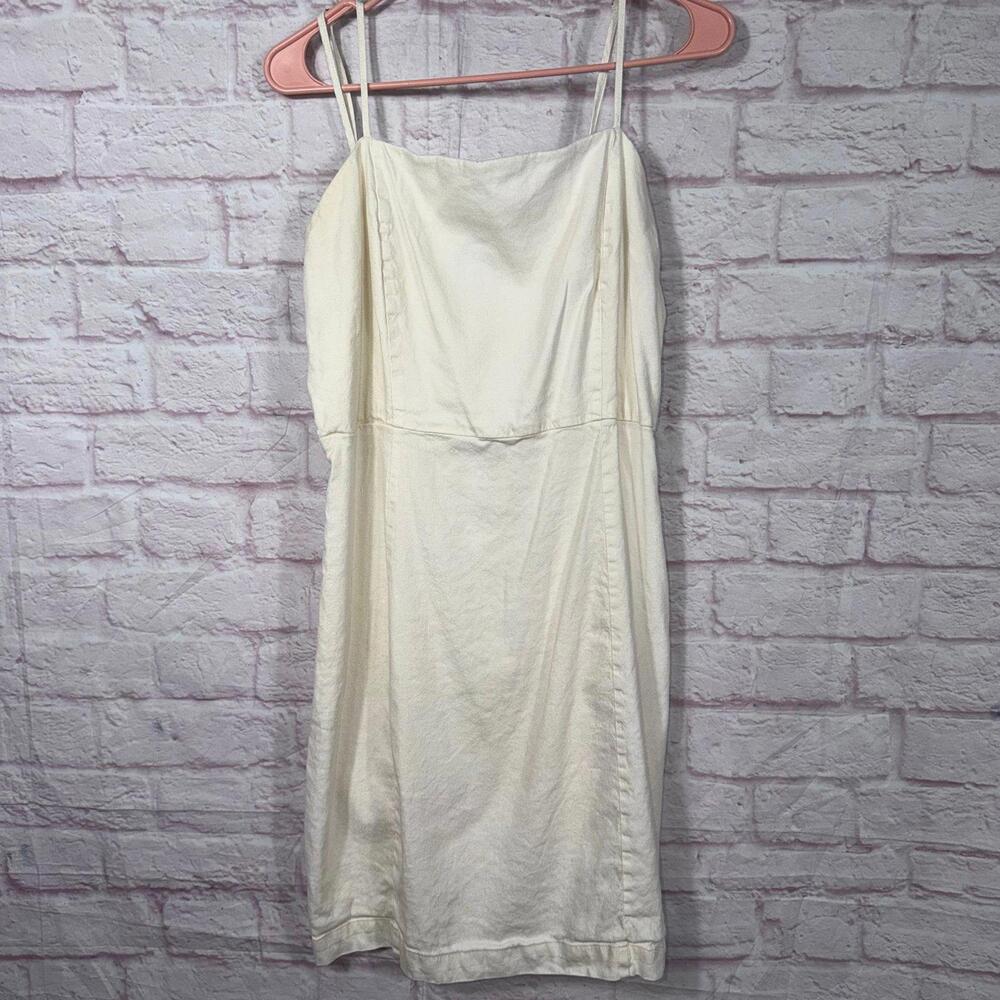 Halston Women's Linen Blend Spaghetti Strap Dress - Size 12